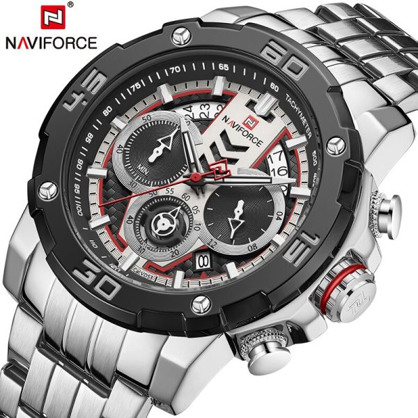 NAVIFORCE  NF9175 Stainless Steel Chronograph Watch For Men - Silver