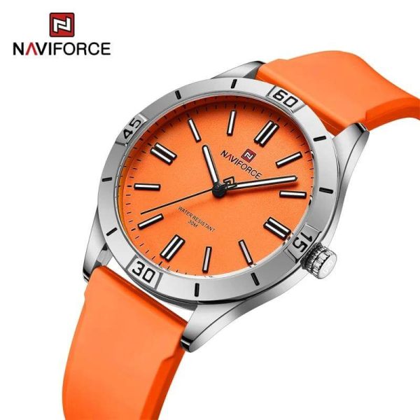 NaviForce NF5041 Women's Simple Analog Silicone Strap Round Dial Luminous Watch - Silver/Orange