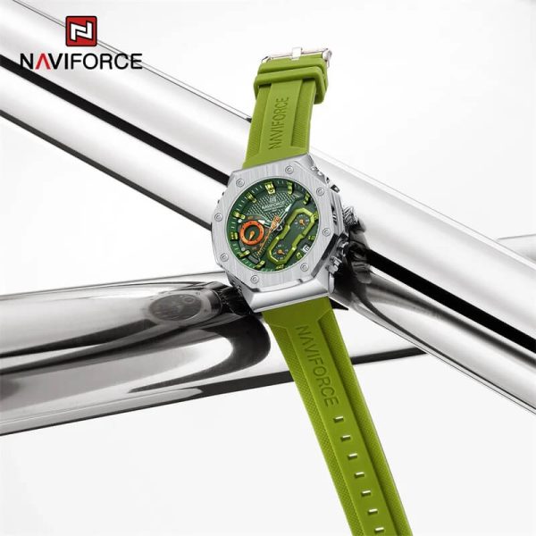 NaviForce NF8035 Women's Fashion Chronograph Date Display Silicone Strap Watch - Green - Image 2