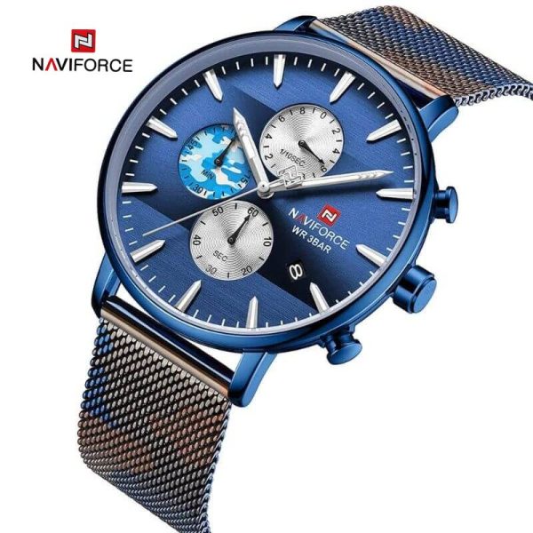 NaviForce NF9169 Luxury Chronograph Stainless Steel Mesh Watch - Camouflage Blue