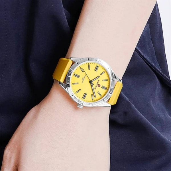 NaviForce NF5041 Women's Simple Analog Silicone Strap Round Dial Luminous Watch - Silver/Yellow - Image 2