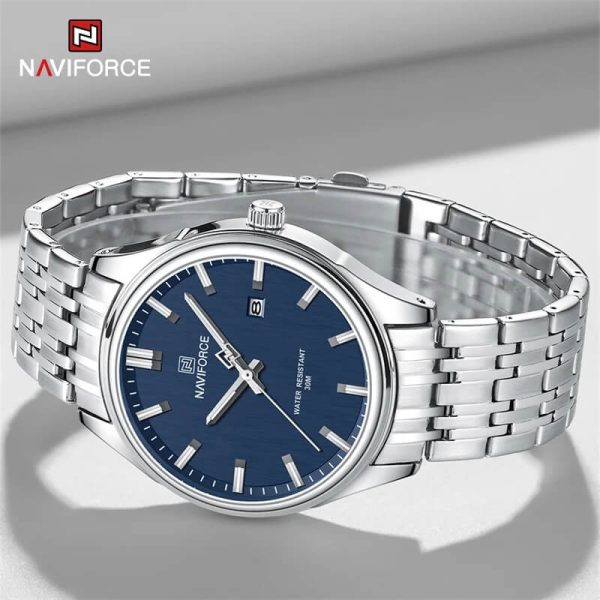 NaviForce NF8039 Simple Business Fashion Quartz Date Display Stainless Steel Watch For Men - Blue/Silver - Image 2