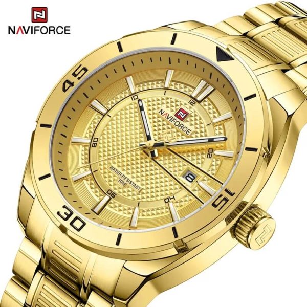 NaviForce NF9210 Fashion Business Edition Date Display Stainless Steel Watch For Men - Golden