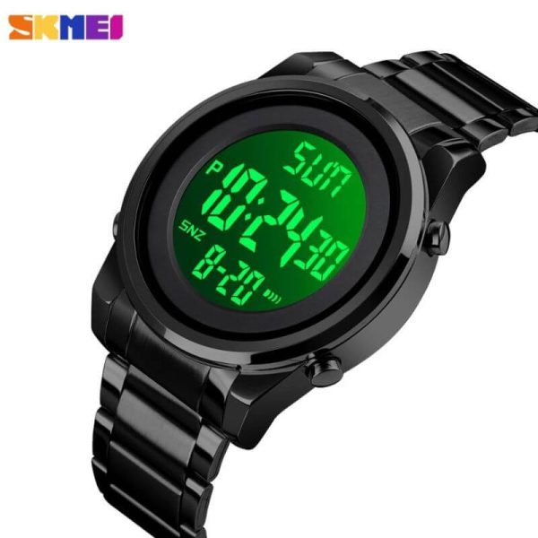 SKMEI 1611 Dual Time Digital Chrono Stainless Steel Waterproof Watch for Men - Black