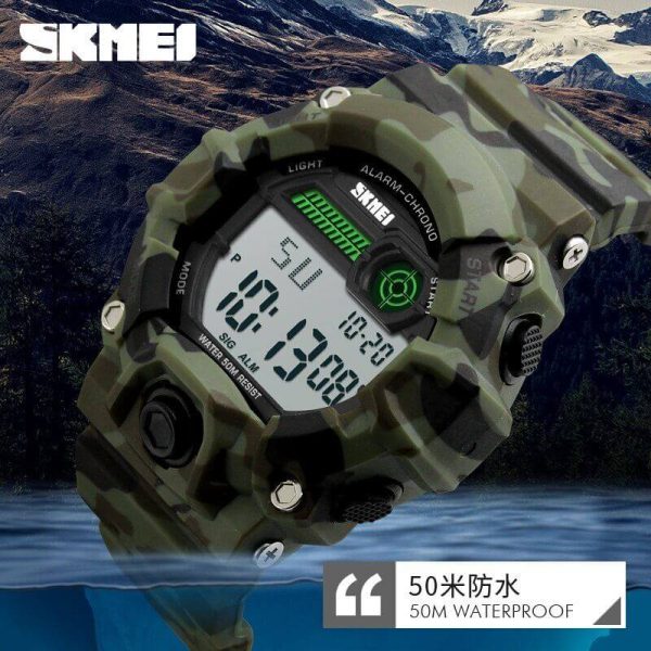 SKMEI 1197 Men's Sport Digital Outdoor Military Army Chronograph Wristwatch -Green - Image 5