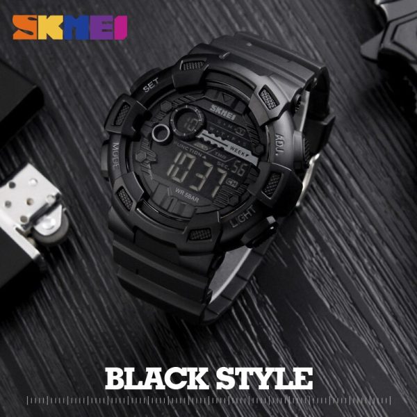 SKMEI 1243 Multi-Function Chronograph LED Digital Sports Watch For Men - Black - Image 2