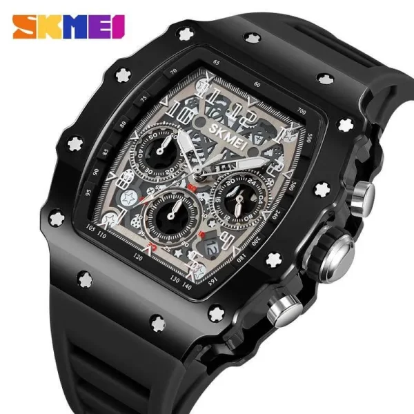 SKMEI 2305 Fashion Transparent Chronograph Multifunction Quartz Watch for Men - Black