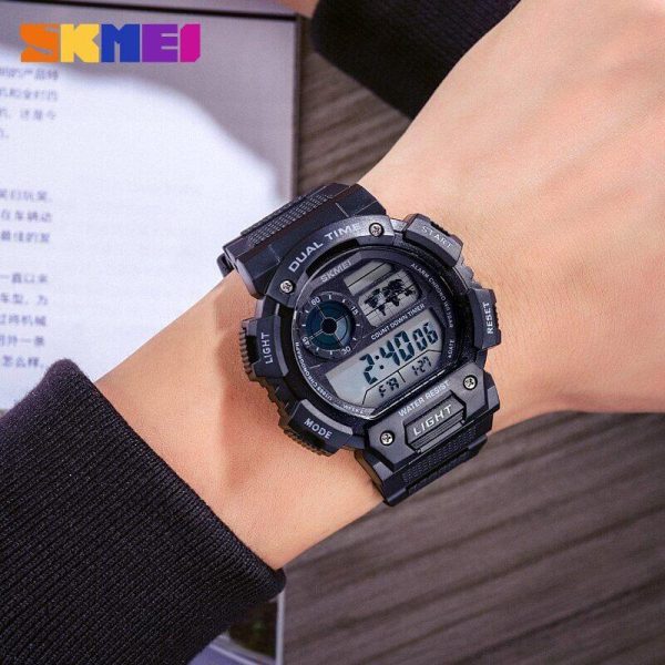 SKMEI 1723 Men's Multifunction Sports Digital Countdown Chronograph Waterproof Watch - Black - Image 2