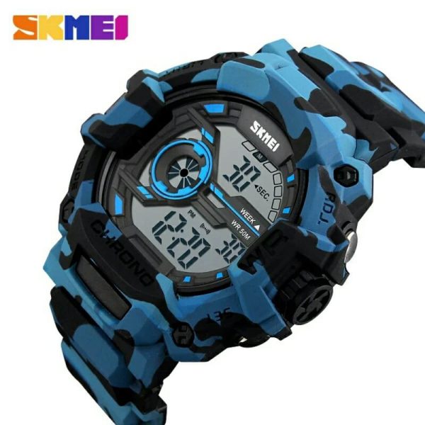 SKMEI 1233-Multifunction Chronograph LED Digital Waterproof Sports Watch For Men - Blue