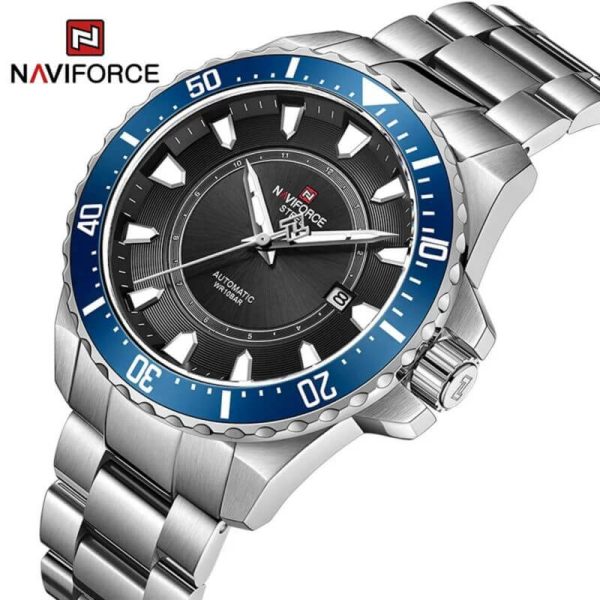 NaviForce NFS1004 Men's Business Automatic Mechanical 10 ATM Waterproof Date Display Stainless Watch - Silver