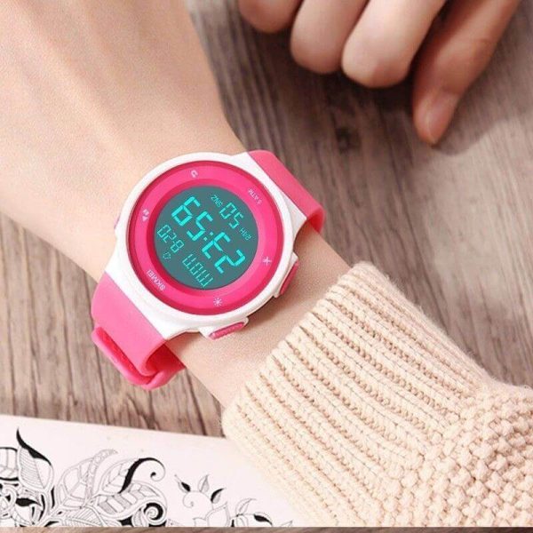 SKMEI 1445 Countdown Electronic Silicone LED Digital Sport Unisex Watch - Pink - Image 3