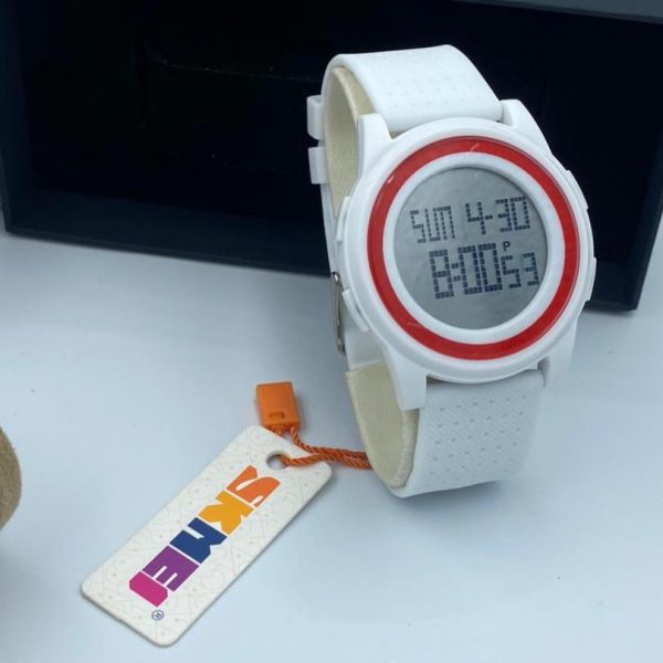 SKMEI 1206 Ultra Slim Sporty Digital Watch Unisex Watch - White - Image 3