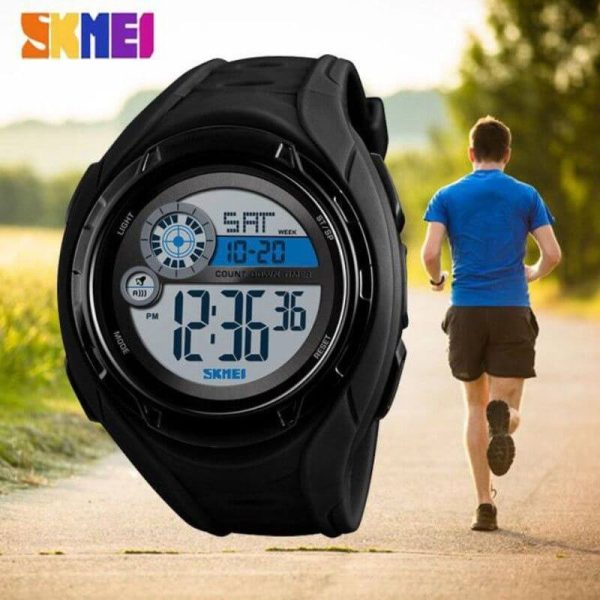 SKMEI 1470 New Sports Chronograph Alarm 2 Time Week Display Digital Wristwatch For Men -Black - Image 2