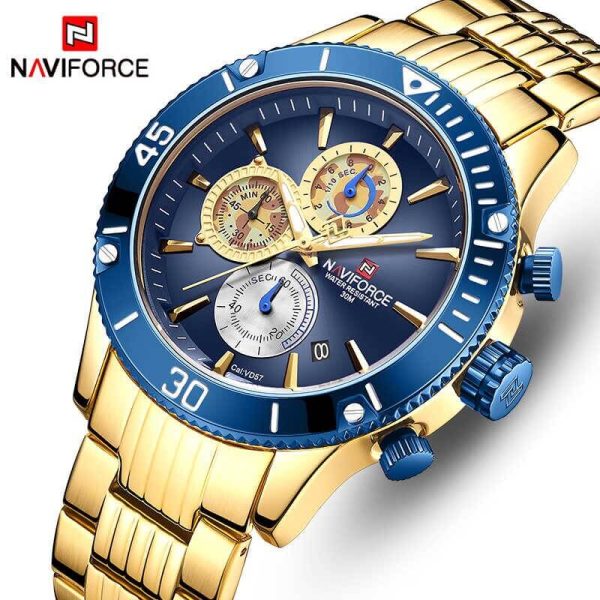 NaviForce NF9173 Business Edition Luxury Chronograph Function Watch - Blue/Golden