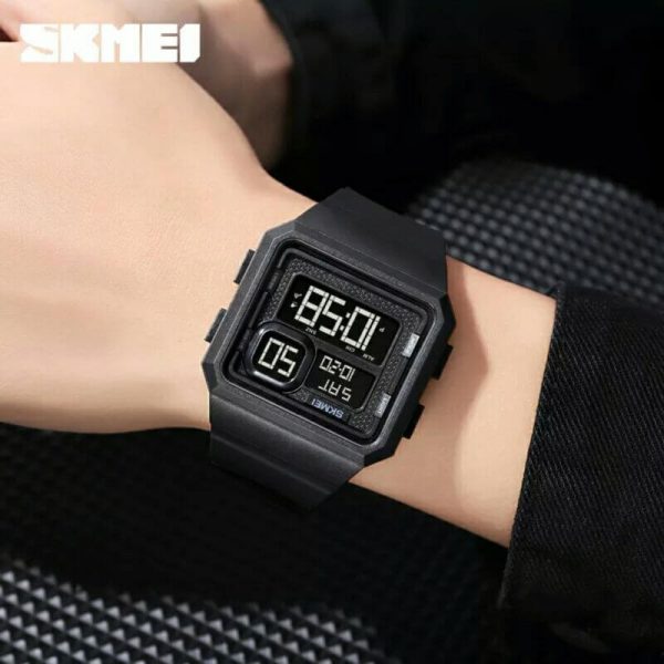 SKMEI 1877 Fashion Outdoor Multifunction Countdown LED Digital Wristwatch For Men - Black - Image 2