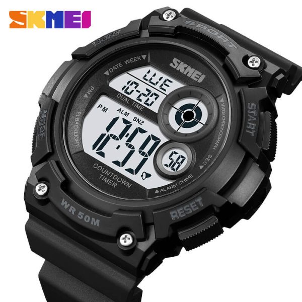 SKMEI 2017 Men's Multifunction Digital Display EL Light Fashion Sport Watch - White/Black