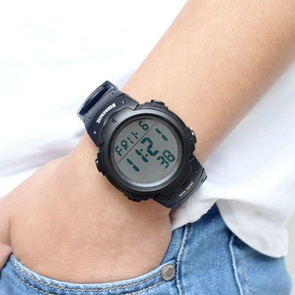 SKMEI 1068 LED Digital Alarm Outdoor Bid Dial Sport Waterproof Watch For Men - Black - Image 5