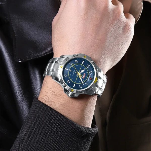 NaviForce NF9204 Stylish Day Date Display Stainless Steel Military Watch For Men - Blue/Silver - Image 2