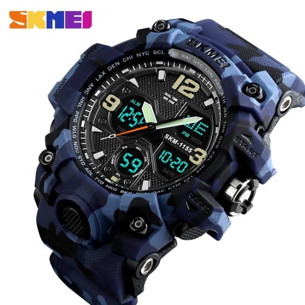 SKMEI 1155 Military Dual Time Multifunction Sporty Waterproof Mud Master Watch for Men - Blue