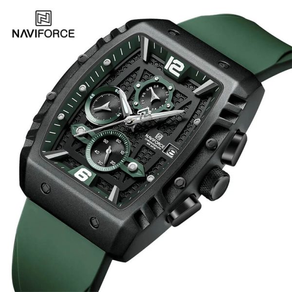 NaviForce NF8025 Fashion Multifunction Barrel Shape Chronograph Watch For Men - Green