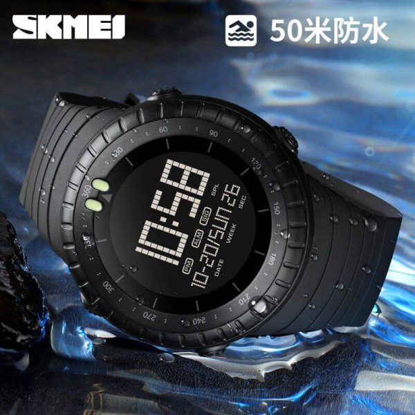 SKMEI 1992 Digital LED Display Sport 50M Waterproof Dual Display Watch For Men -  Black - Image 5