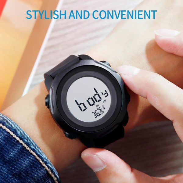 SKMEI 1682 Fashion Outdoor Multifunction Digital Body Ambient Temperature Fitness Watch For Men - White/Black - Image 2