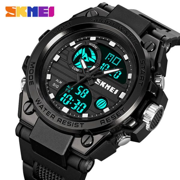 SKMEI 2031 Men's Multifunction Chrono Digital Analog Movement Back Light Sport Watch - Black