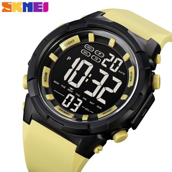 SKMEI 1845 Men's Countdown 2 Time Digital LED Light Display Alarm Chrono Calendar Multifunction Watch - Light/Green