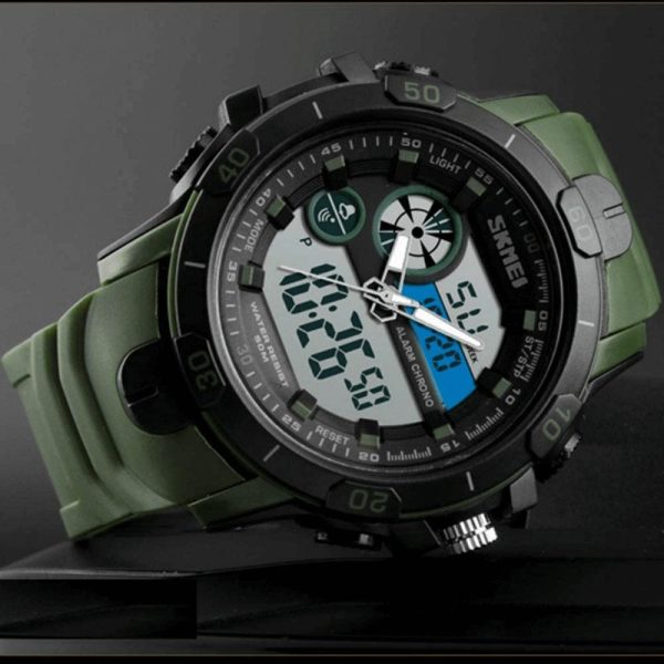 SKMEI 1428 Men Sports Luxury Brand Famous LED Digital Analog Quartz Men Watches - Green - Image 3