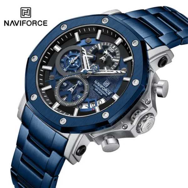 NaviForce NF8065 Business Fashion Chronograph Multifunctional Luminous Stainless Steel Watch For Men - Blue