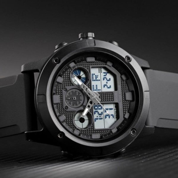 SKMEI 1514 Multifunction Outdoor Digital Analog Luminous Complete Calendar Wristwatch For Men - Black - Image 3