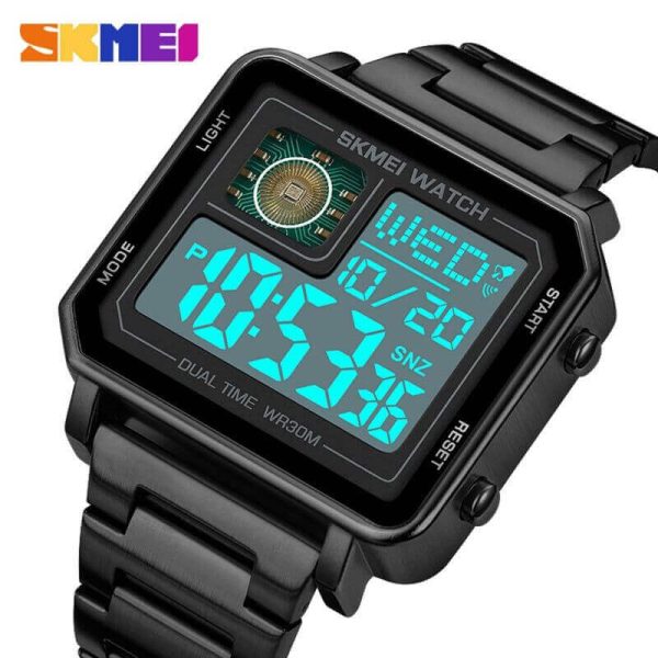 SKMEI 2033 Men's Electronic Multifunction Fashion Open Chip Trend Chronograph Watch - Black