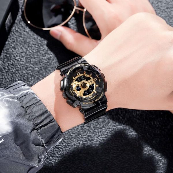 SKMEI 1834 Dual Time Analog Digital Fashion Military Countdown Sports Watch For Men - Black/RoseGold - Image 2