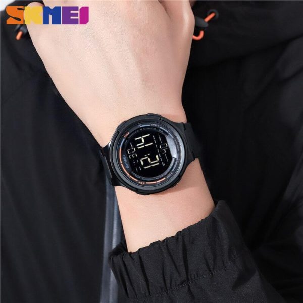 SKMEI 1841 Men's Outdoor Digital Sports LED Screen Large Face Military Silicone Strap Watch - Black - Image 2