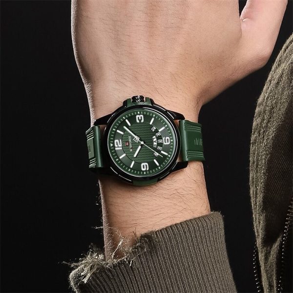 NaviForce NF9215 Men's Business Novel Dial Day Date Display Silicone Strap Watch - Green - Image 2