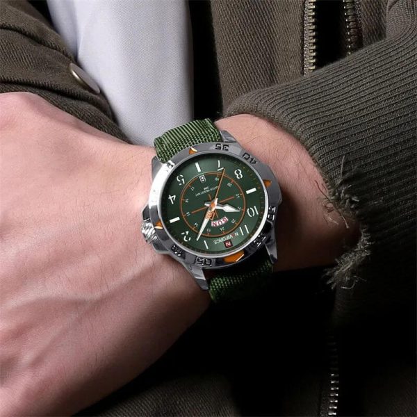 NaviForce NF9204 Stylish Day Date Display Nylon Strap Military Watch For Men - Green - Image 2