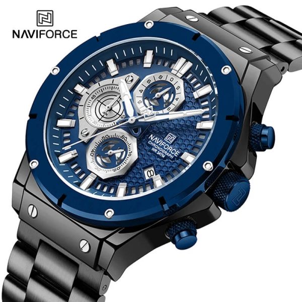 NaviForce NF8026 Fashion Chronograph Date Display Luminous Stainless Steel Watch For Men - Blue/Black