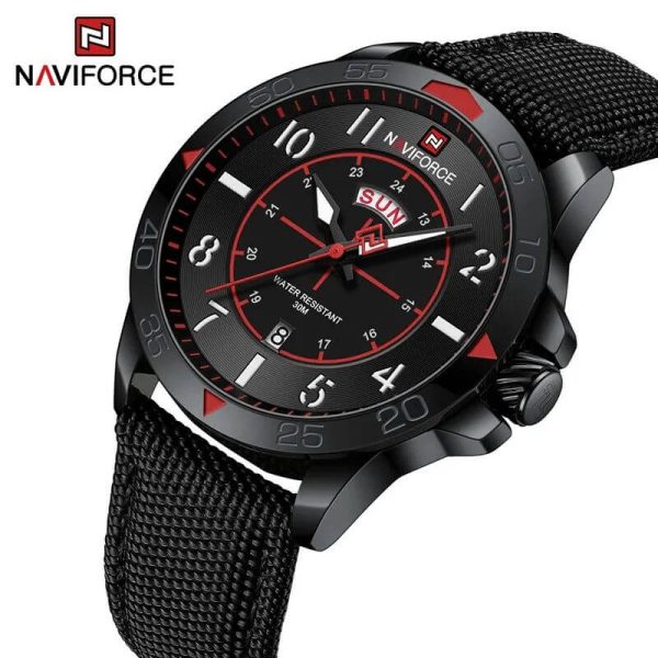 NaviForce NF9204 Stylish Day Date Display Nylon Strap Military Watch For Men - Red/Black