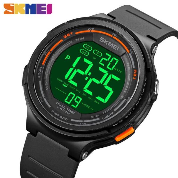 SKMEI 1841 Men's Outdoor Digital Sports LED Screen Large Face Military Silicone Strap Watch - Black