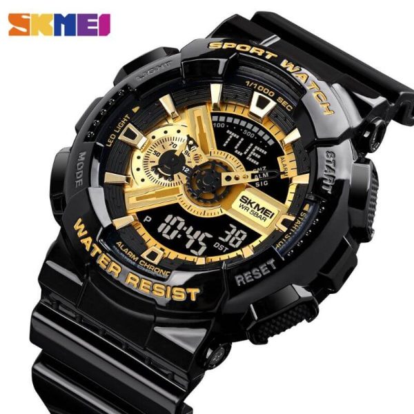 SKMEI 1834 Dual Time Analog Digital Fashion Military Countdown Sports Watch For Men - Black/RoseGold