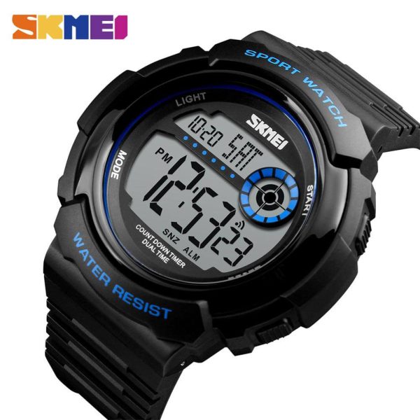 SKMEI 1367 Men's Sports Dual Time Daily Alarm Digital Chronograph Countdown Calendar Waterproof Backlight Watch - Black/Blue