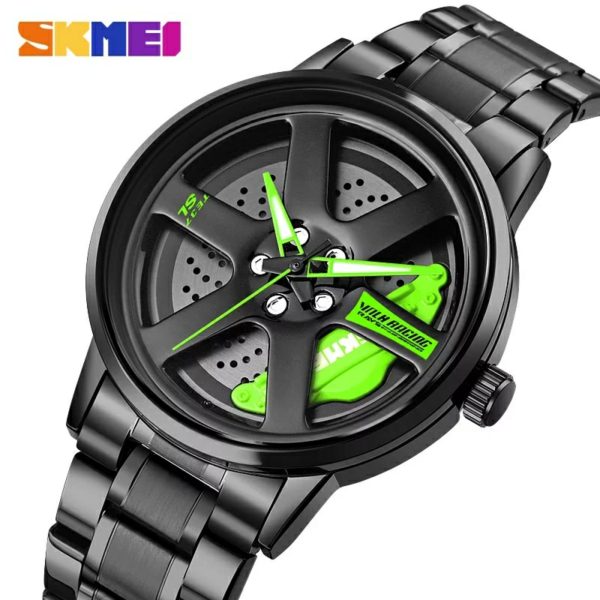 SKMEI 1787 Men's Analog New Fashion Stainless Steel Waterproof Watch - Black/Green