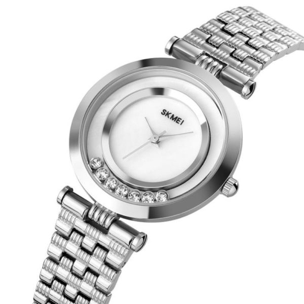 SKMEI 1784  Classic Elegant Stainless Steel Diamond Quartz Watch For Women - Silver