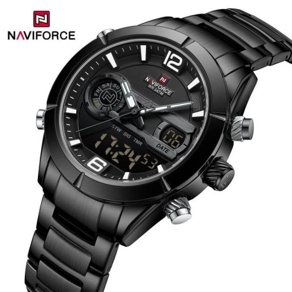 NaviForce NF9232 Men's Multifunction Chronograph Day Date Display Stainless Steel Watch - Black