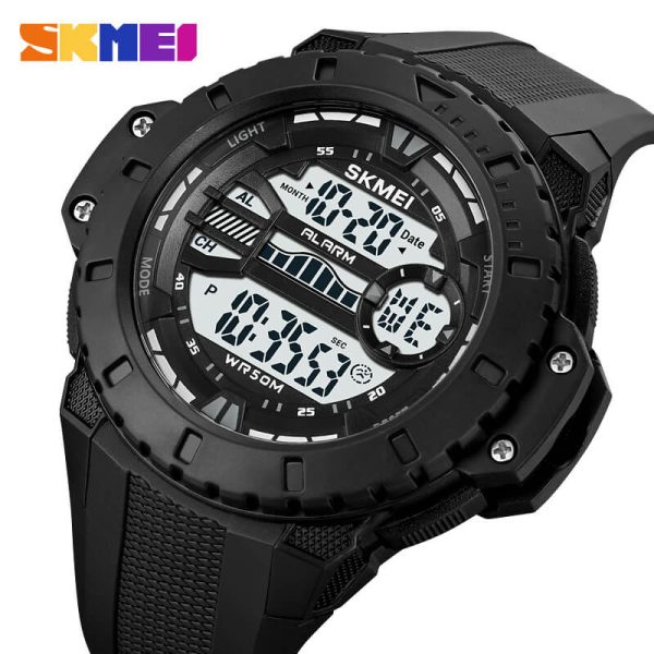 SKMEI 1885 Men's Multifunction Digital Analog EL Light Complete Calendar Sport Watch - Black/White