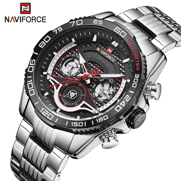 NAVIFORCE NF9185 Stainless Steel Casual Multi-function Quartz Wrist Watch - Black/Silver