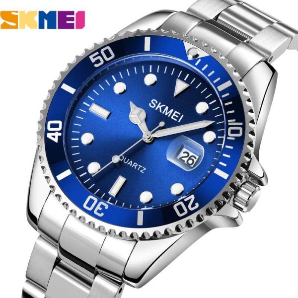 SKMEI 1779 Rolex Design Luminous Display Luxury Stainless Steel Watch For Men - Blue/Silver