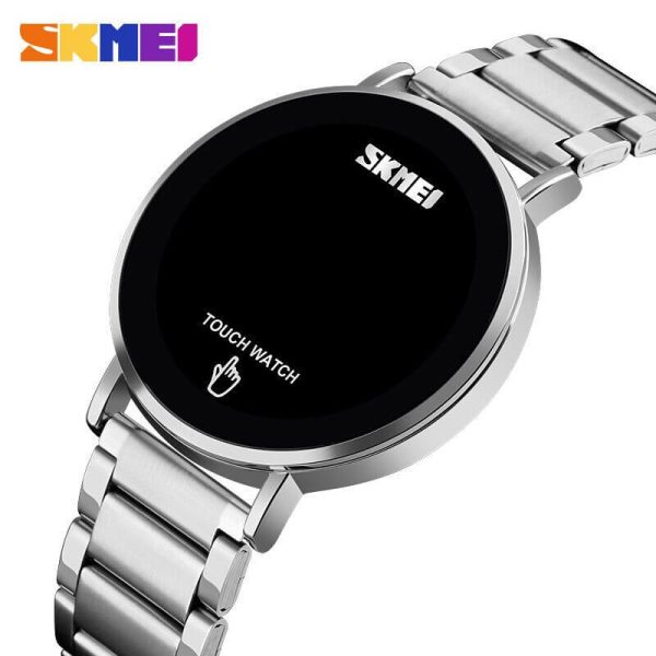 SKMEI 1550 LED Light Touch Screen Digital Stainless Steel Wristwatch For Men - Silver