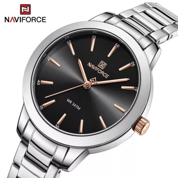 NaviForce NF5025 Women's Simplicity Casual Stainless Steel Quartz Watch - Black/Silver