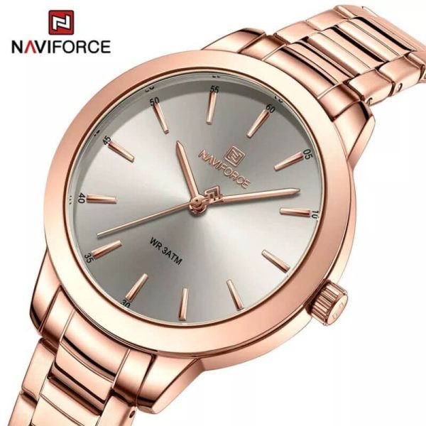 NaviForce NF5025 Women's Simplicity Casual Stainless Steel Quartz Watch - RoseGold